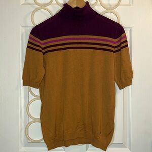 Benetton Women’s M silk cotton cashmere lightweight turtleneck fall winter